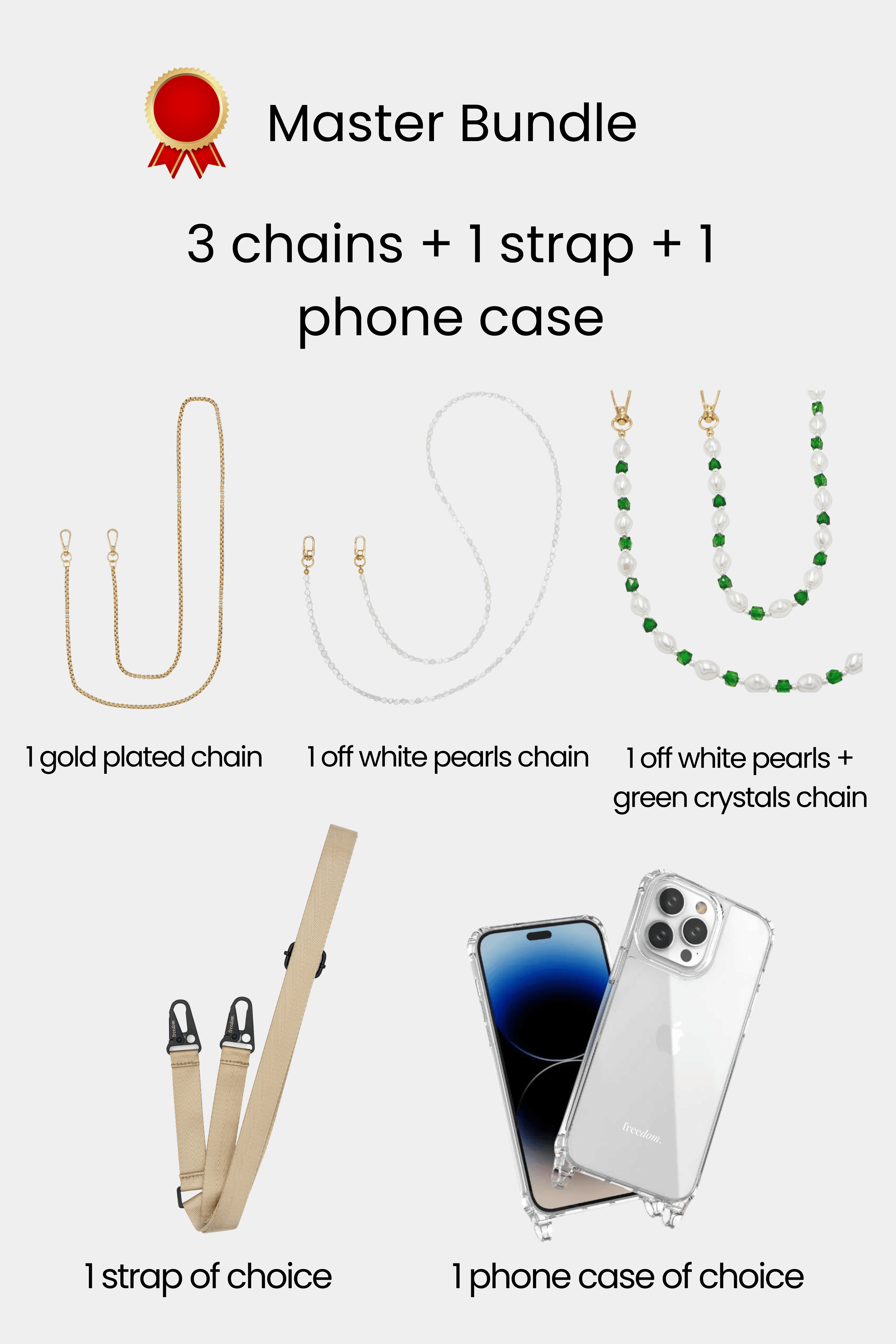 Master Bundle - 3 chains + 1 strap + 1 Phone Case