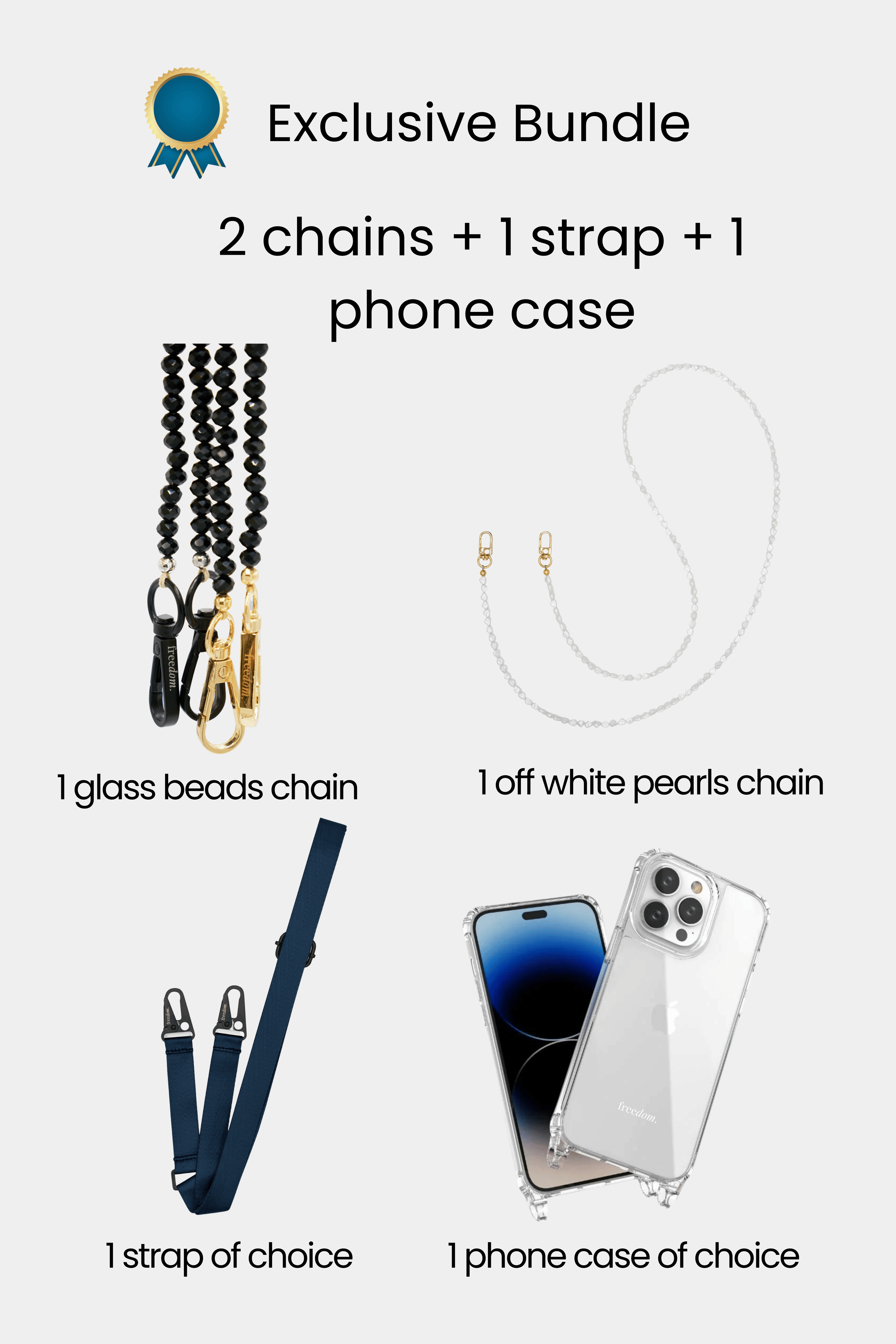 Exclusive Bundle - 2 chains + 1 strap + 1 phone case