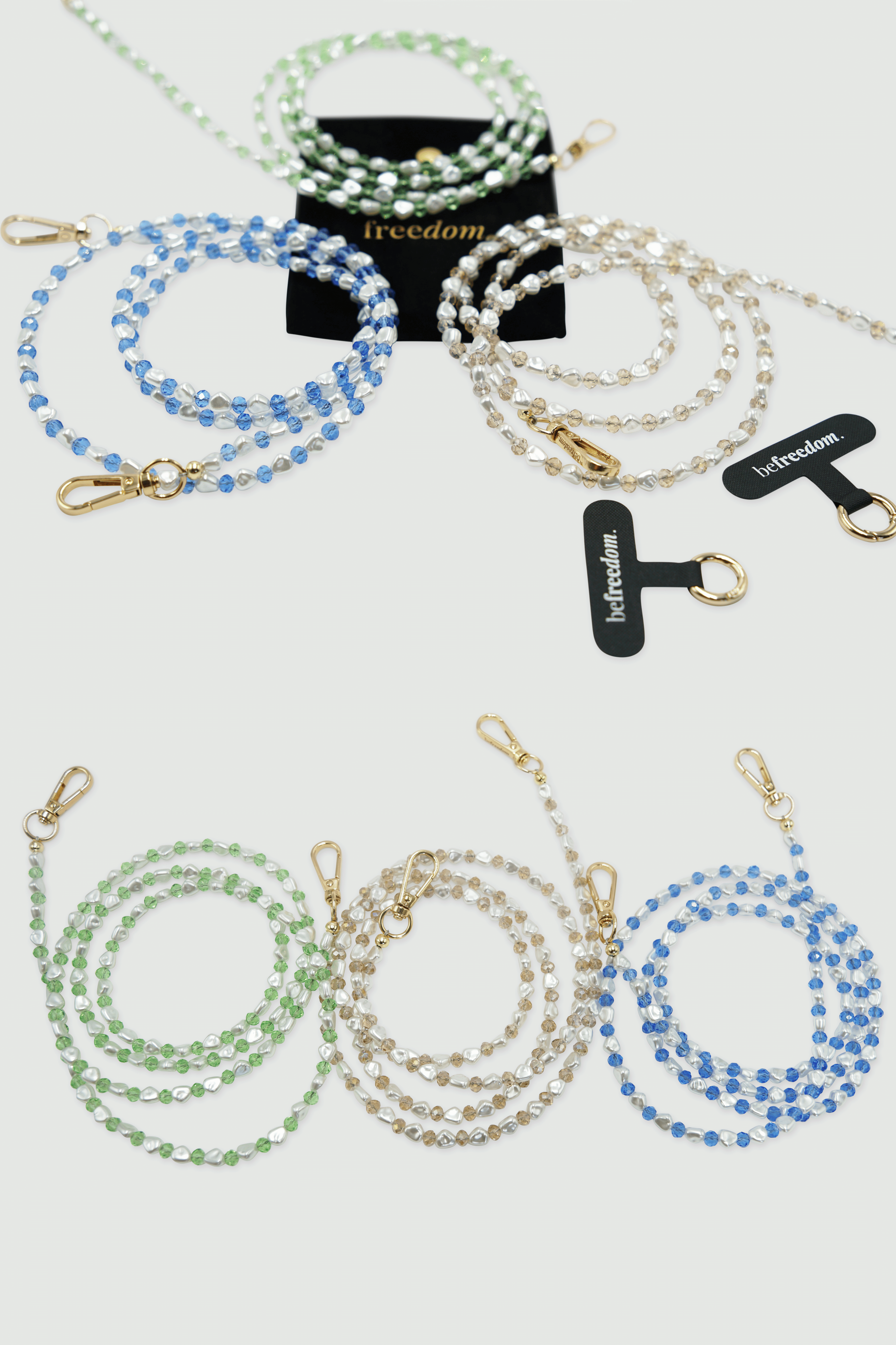 Pearl + Glass Crystal Crossbody Phone Chain