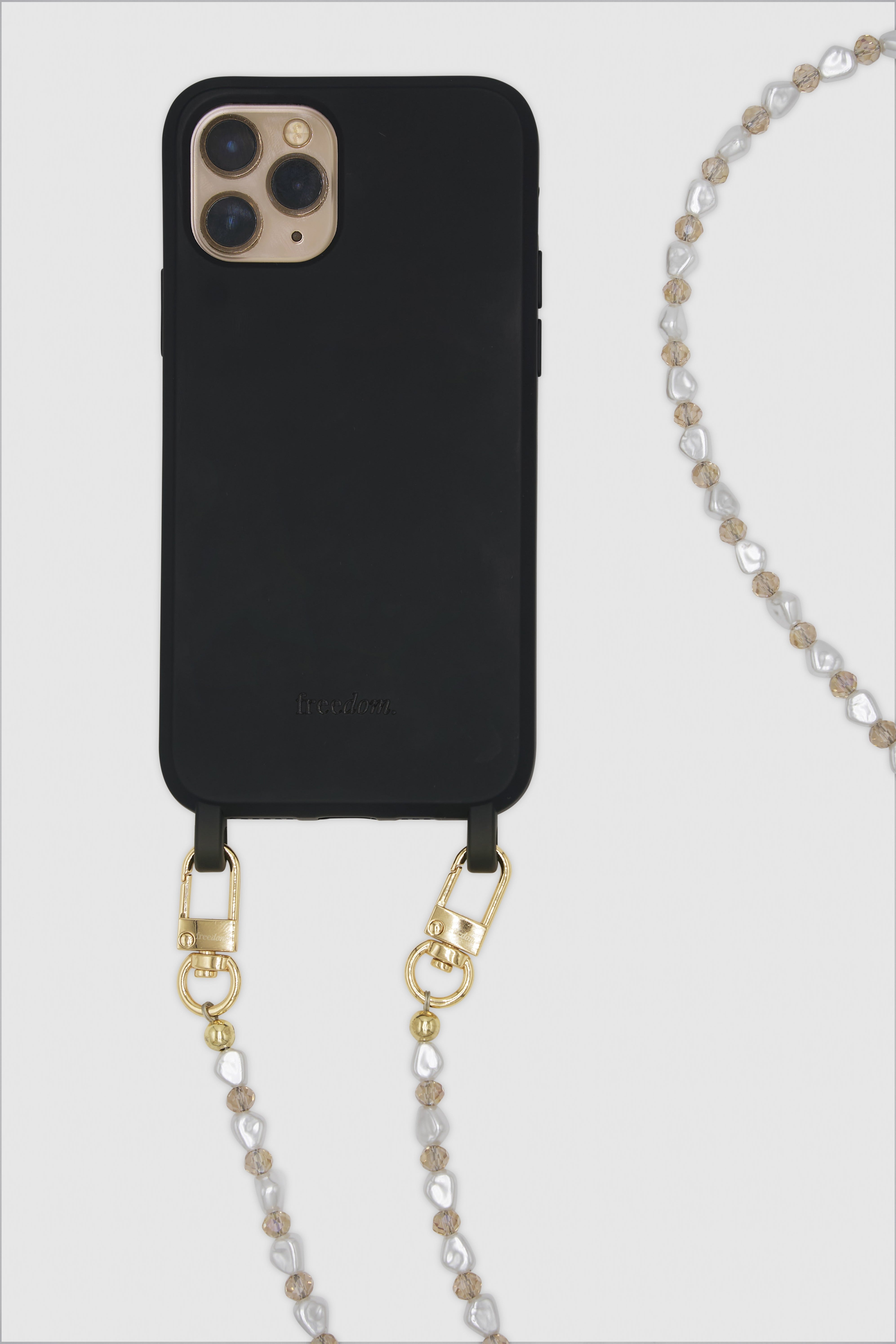 Pearl + Glass Crystal Crossbody Phone Chain