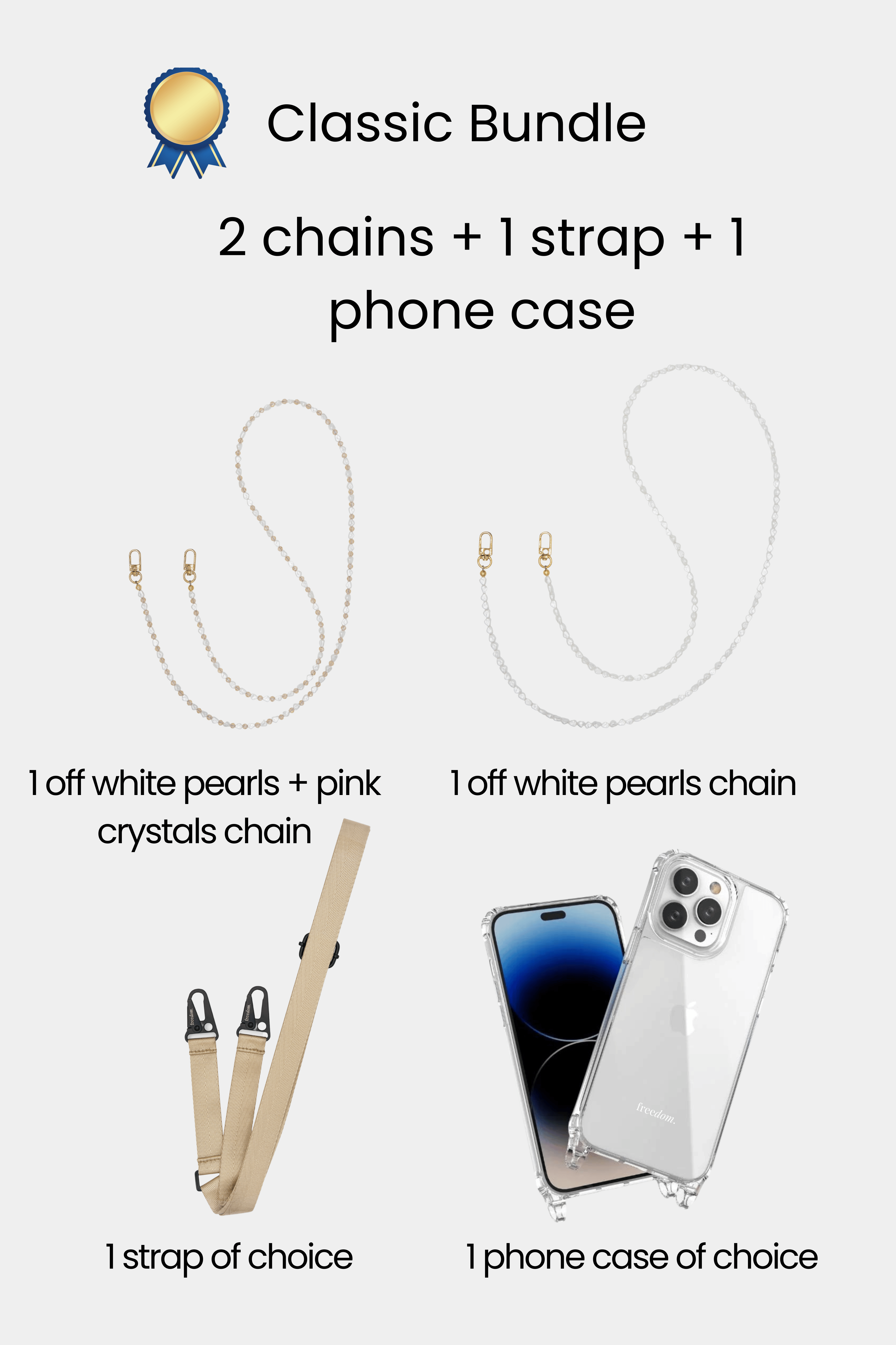 Classic Bundle - 2 chains + 1 strap + 1 phone case